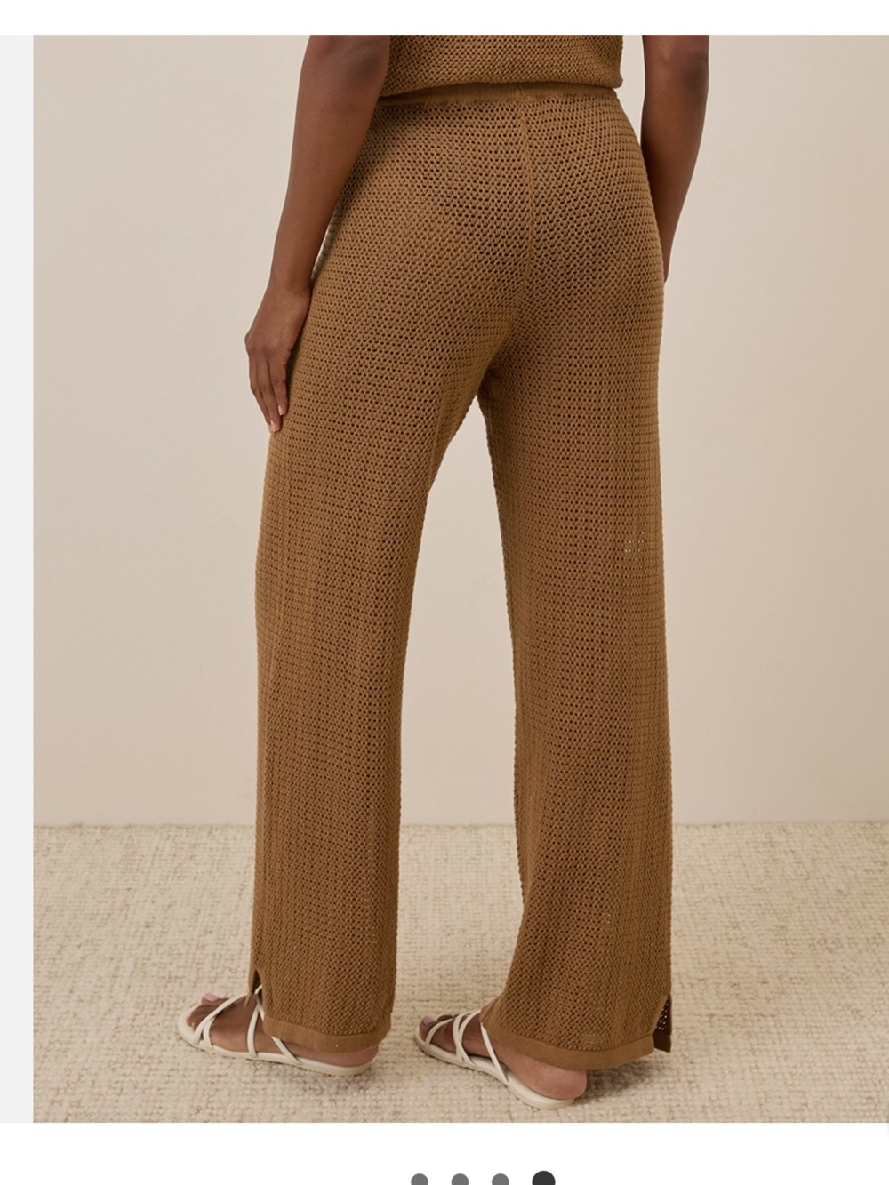 Pact Organic Wide-Leg Knit Pants in Brown - Picture 3 of 6